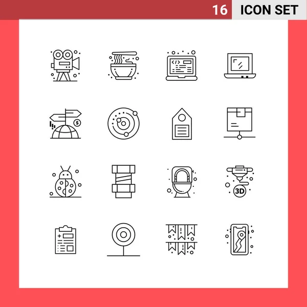 Icônes Créatives Signes Modernes Symboles Direction Ordinateur Portable Traditionnel Design — Image vectorielle