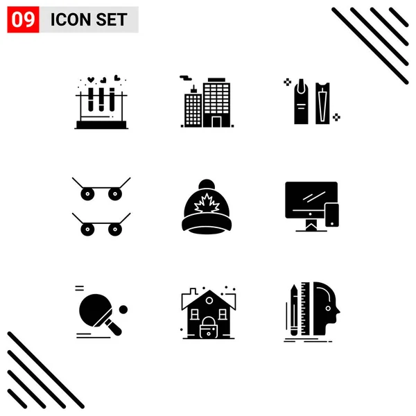 User Interface Solid Glyph Pack Modern Signs Symbols Cap Sport — Stock Vector