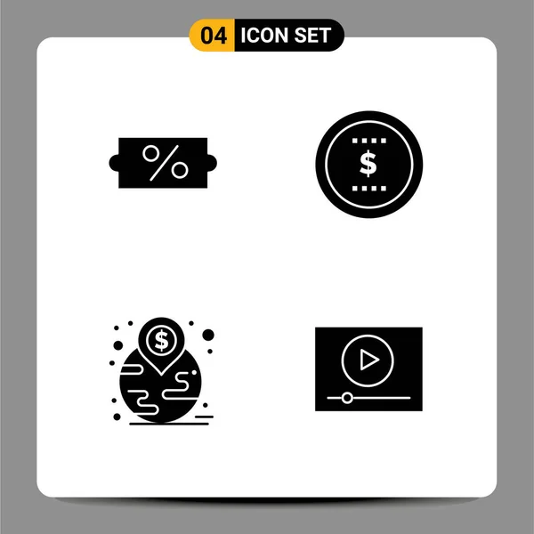 Mobile Interface Solid Gyph Set Pictograms Discount Landmark Business Office — Archivo Imágenes Vectoriales