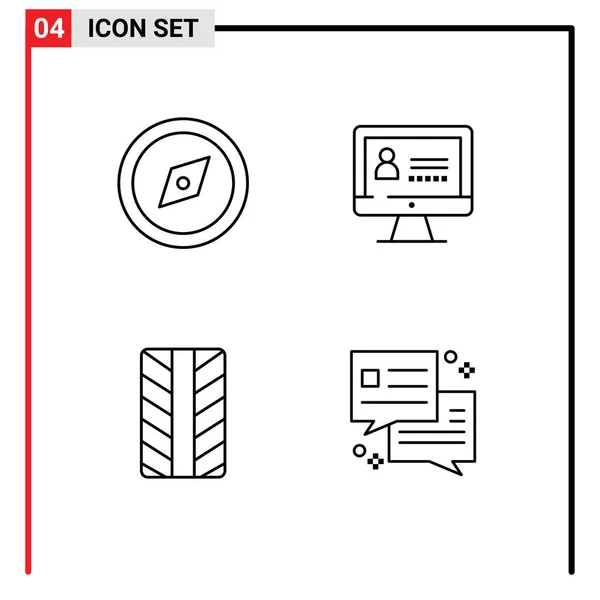 User Interface Line Pack Van Moderne Tekens Symbolen Van Kompas — Stockvector