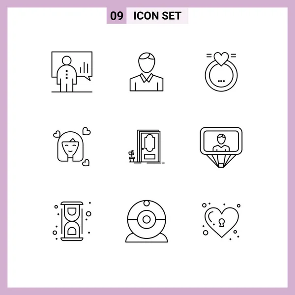 Set Modern Icons Sysymbols Signs Women Woman Person Person Wedding — Vector de stock