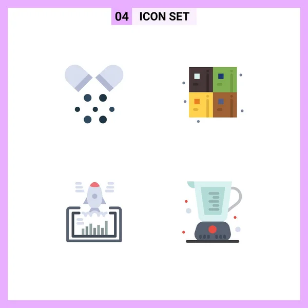 Universal Icon Symbols Group Modern Flat Icons Health Project Pills — Stock Vector