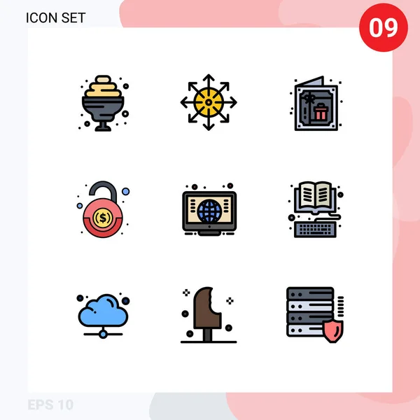 Universal Icon Symbols Group Modern Filledline Flat Colors Global Security — Stockový vektor