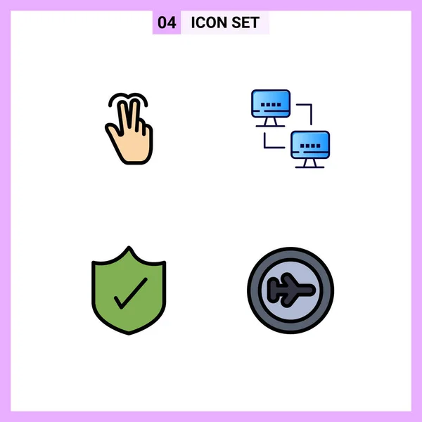 Set Modern Icons Symbols Signs Gestures Antivirus Touch Network Security — Stock Vector