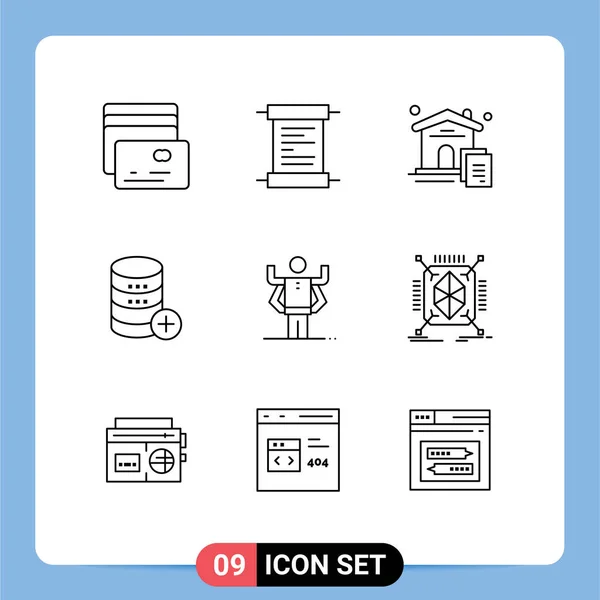多任务 可编辑向量设计元素的9个基本概要的用户界面包 — 图库矢量图片