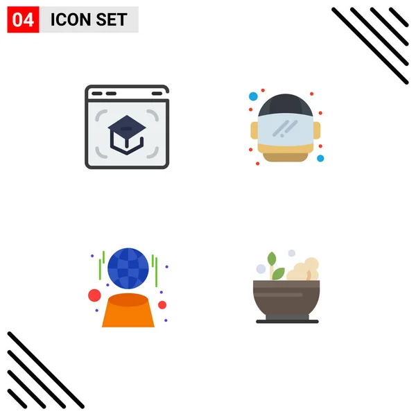 Editable Vector Line Pack Simple Flat Icons Education Globo Online — Vettoriale Stock
