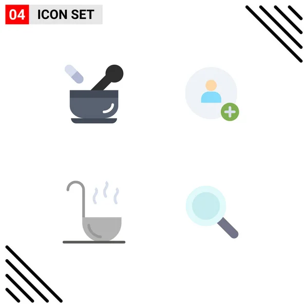 Group Flat Icons Signs Symbols Hospital Spoon Soup Twitter Look — Stock Vector