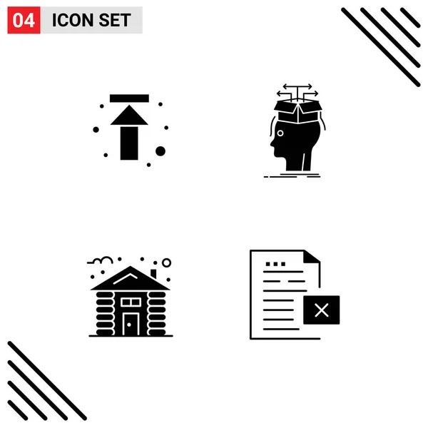 Creative Icons Modern Jelek Szimbólumok Nyíl Erdő Feltölteni Fej Kunyhó — Stock Vector