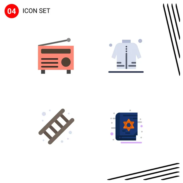 Flat Icon Pack Van Universele Symbolen Van Radio Vuur Media — Stockvector