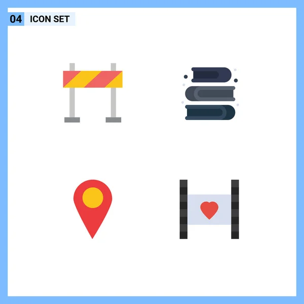 Set Modern Icons Sysymbols Signs Barricade School Art Book Heart — Archivo Imágenes Vectoriales