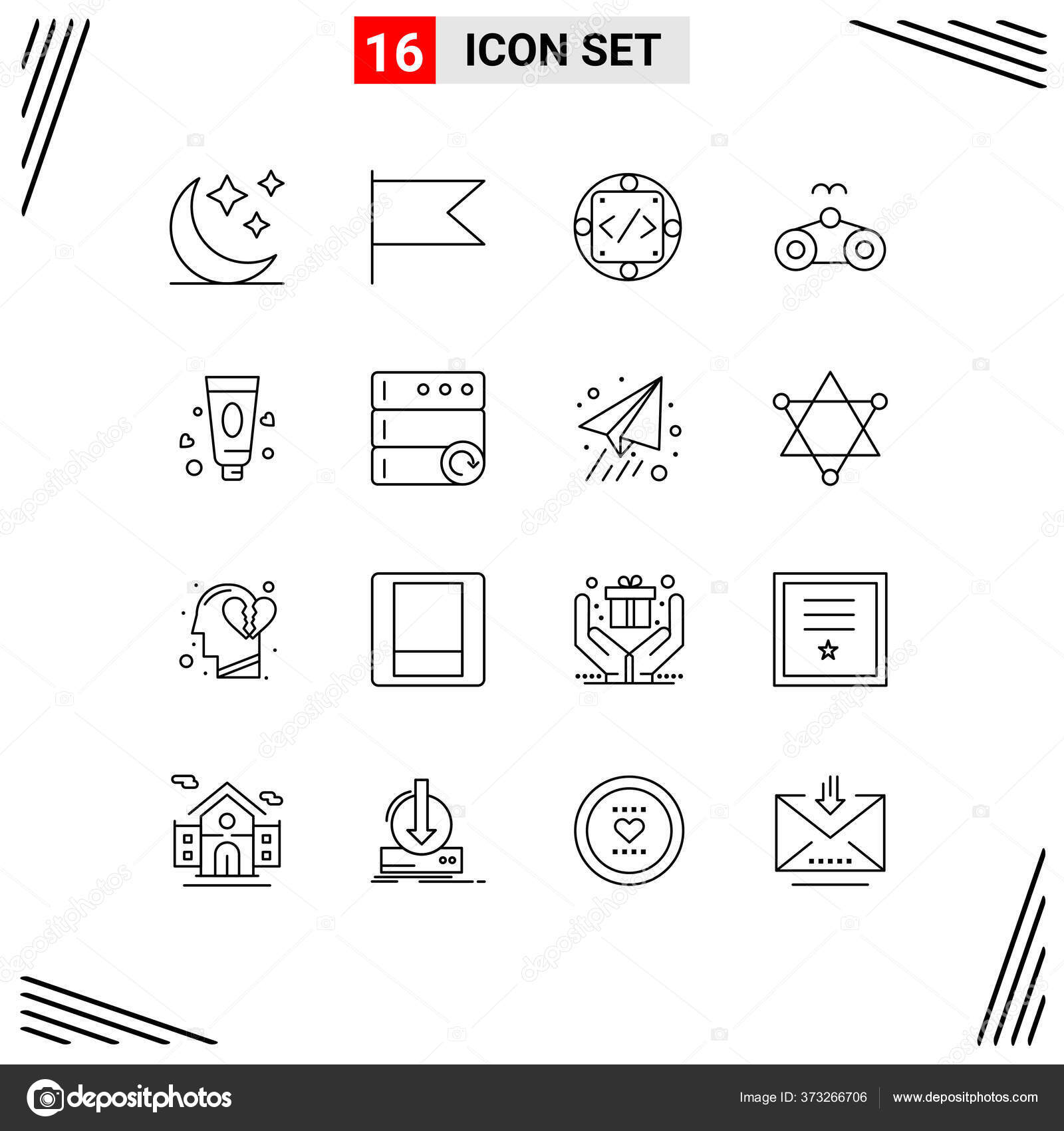 Set Dari Vektor Garis Besar Pada Grid Untuk Pasta Gigi Stok Vektor C Flatart 373266706