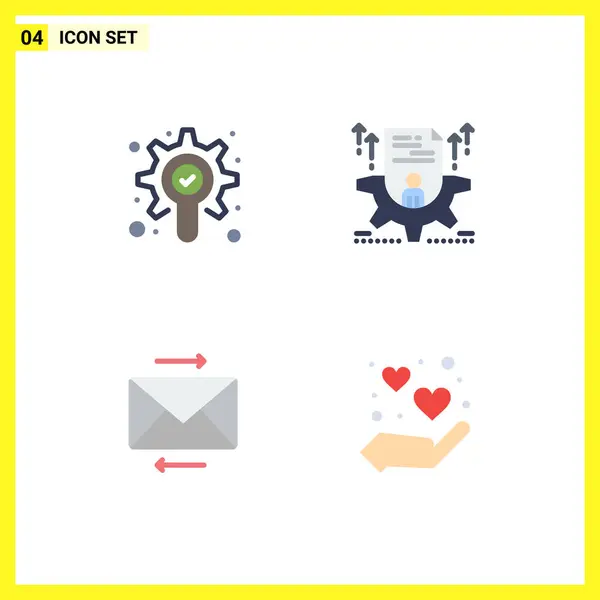 Packung Mit Kreativen Flachbild Icons Für Suche Teilen Lebenslauf Einstellung — Stockvektor