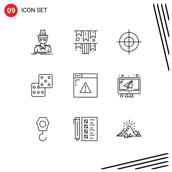 Set Modern Icons Sysymbols Signs Security Gambling Irish Day Dice — Vector de stock