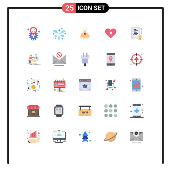 Modern Set Flat Colors Pictograph Document Patient Food Romance Heart — Vector de stock