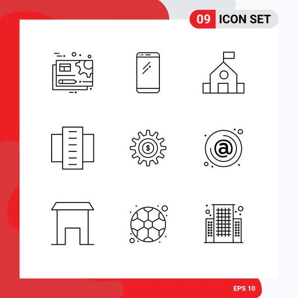 Modern Set Outlines Pictograph Flats Building Android Apartments School Editable — Stock Vector