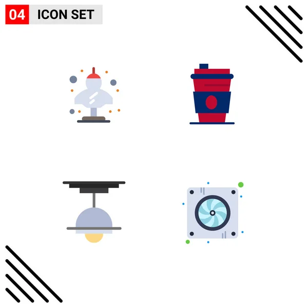 Set Commercial Flat Icons Pack Ancient Decor Classic Drink Interior — Stock Vector