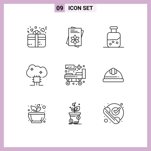 Icône Vectorielle Stock Pack Signes Symboles Ligne Pour Lit Serveur — Image vectorielle