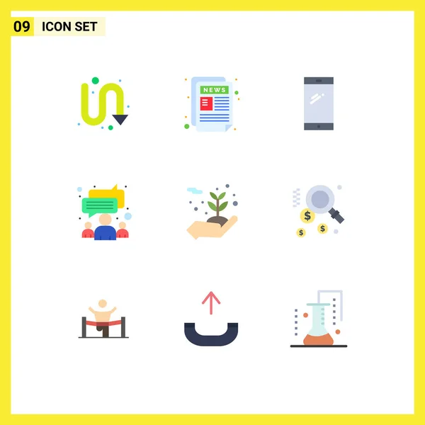Stock Vector Icon Pack Line Signs Symbols Energy Meeting Phone — Stock Vector