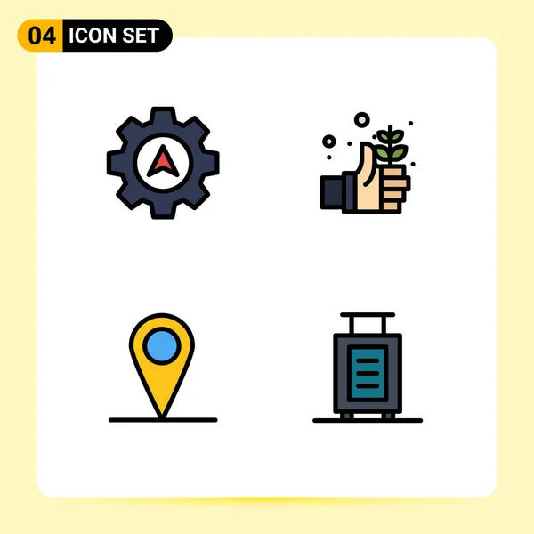 Creative Icons Modern Jelek Szimbólumok Navigáció Interfész Föld Kéz Aktatáska — Stock Vector