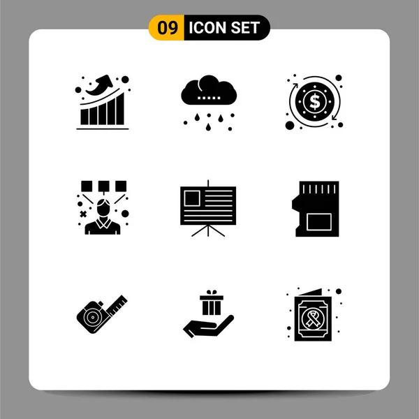 Creative Icons Modern Signs Symbols Presentation Analytics Budget Designer Editor — Stock Vector