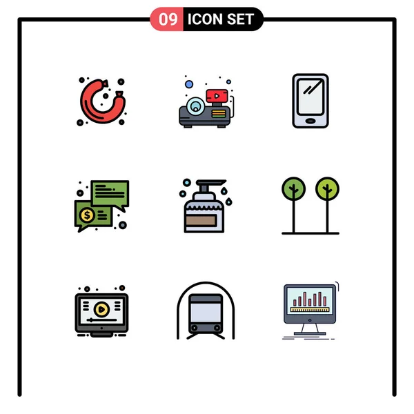 Conjunto Icones Modernos Símbolos Sinais Para Limpeza Mensagens Telefone Inteligente —  Vetores de Stock