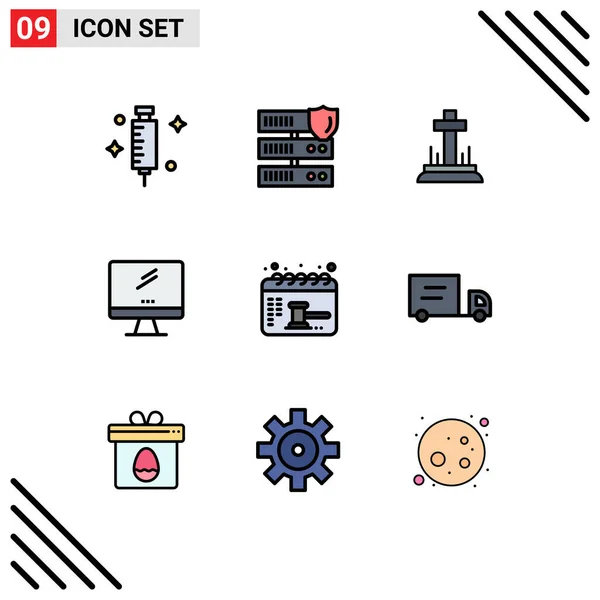 Vector Stock Icon Pack Líneas Signos Símbolos Para Cita Imac — Vector de stock