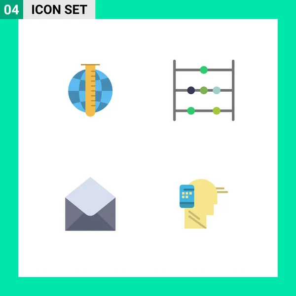 Group Modern Flat Icons Set Market Analysis Email Market Math — Stock Vector