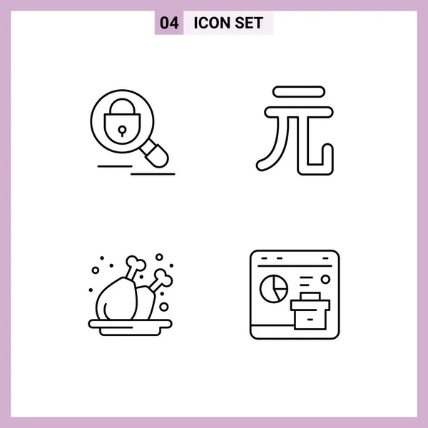 Creative Icons Современные Знаки Символы Поиска Мяса Интернета Йоги Браузера — стоковый вектор