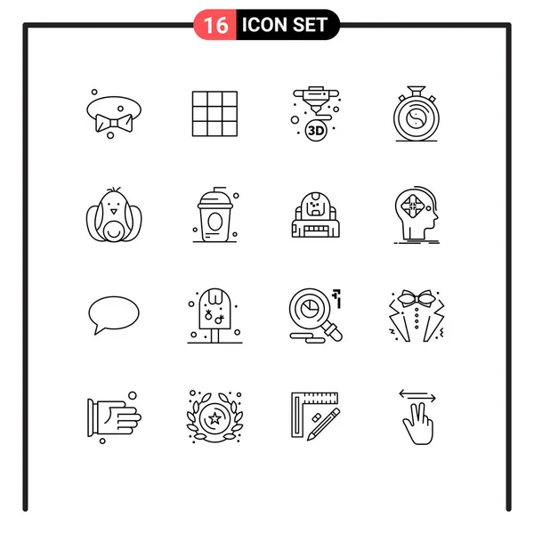 16行符号和符号的库存向量包 用于抢劫 浓度可编辑向量设计元素 — 图库矢量图片