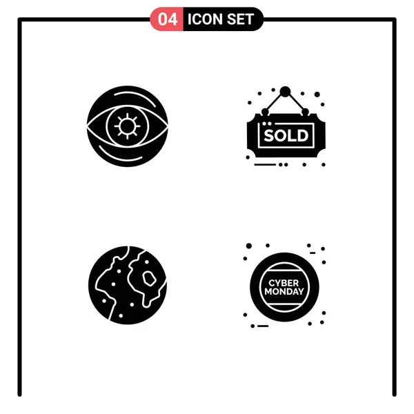 Set Modern Icons Symbols Signs Business Globe Vision Sign Planet — Stock Vector