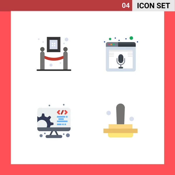 Mobile Interface Flat Icon Set Pictograms Art Development Painting Page — Vector de stock