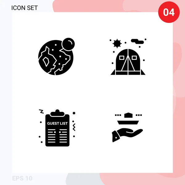 상업용 Glyphs 웨이터 Editable Vector Design Elements — 스톡 벡터