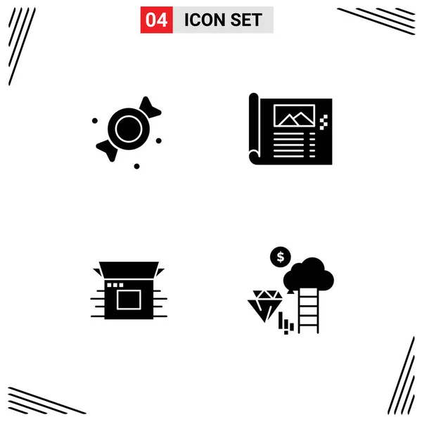 Universal Solid Glyph Signs Symbols Bonbon Business Design Sketch Product — Stock Vector