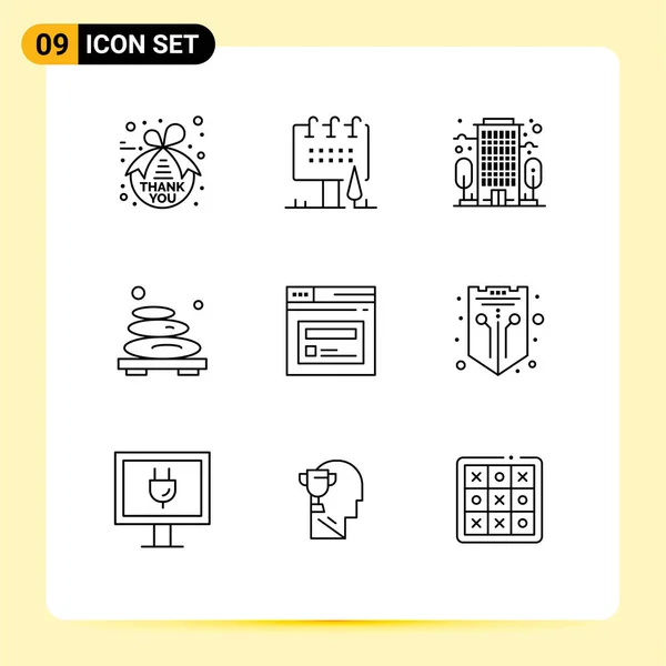 Set Modern Icons Sysymbols Signs Internet Spa Commercial Relax Hot — Vector de stock