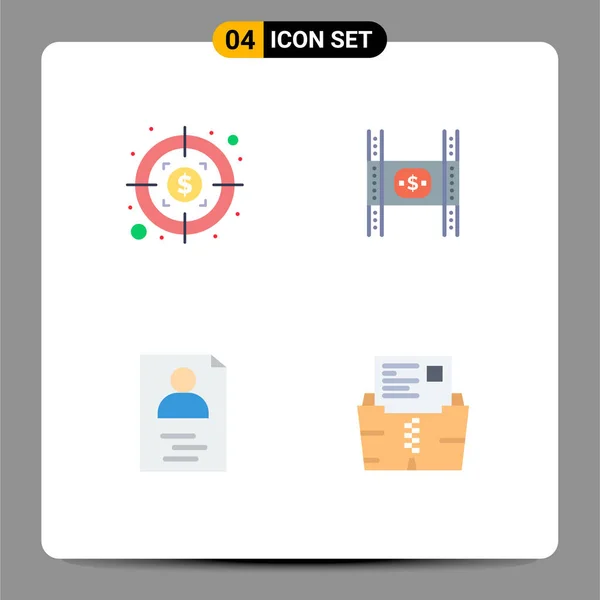 Icônes Plates Vectorielles Thématiques Symboles Modifiables Dollar Profil Budget Argent — Image vectorielle