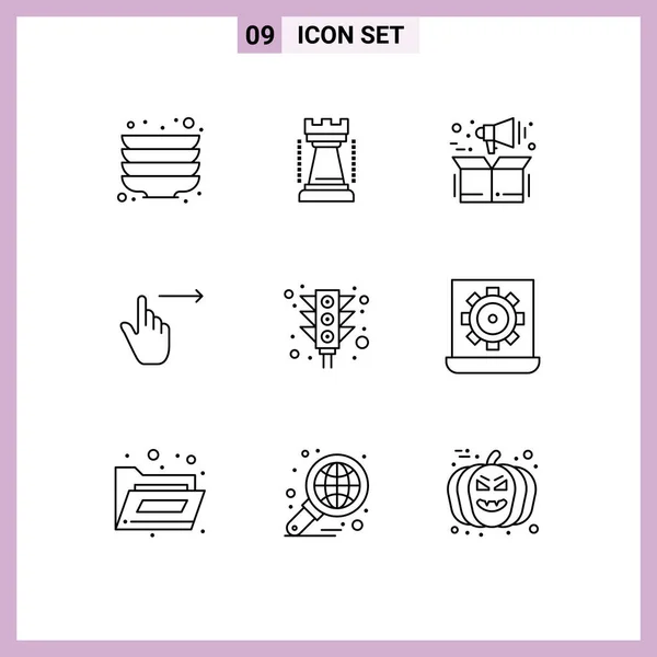Set Modern Icons Symbols Signs Light Swipe Marketing Slide Gestures — Stock Vector