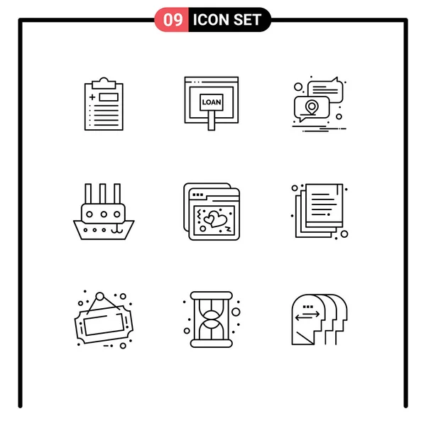 Creative Icons Modern Signs Sysymbols Internet Steamship Online Steamboat Placeholder — Vector de stock