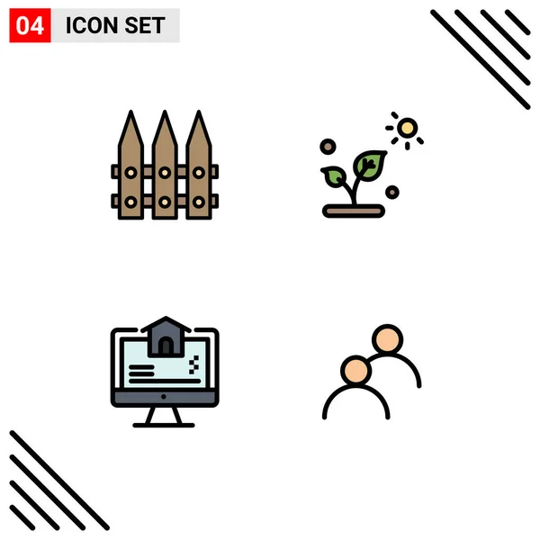 Universal Icon Symbols Group Modern Filledline Flat Colors Fence Real — 스톡 벡터