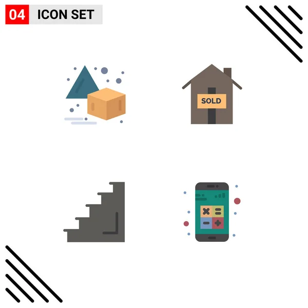 Pack Iconos Color Creativos Flip Stage House Floor Añadir Elementos — Vector de stock