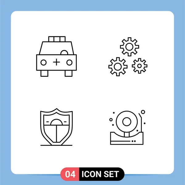 User Interface Line Pack Signes Symboles Modernes Ambulance Bouclier Transport — Image vectorielle