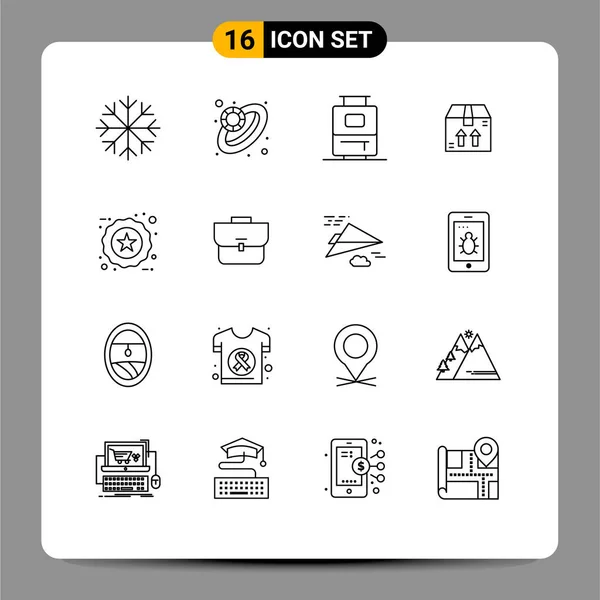 Set Modern Icons Symbols Signs Case Product Vacation Favorite Badge — Stock Vector