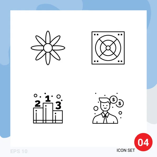 Conjunto Icones Modernos Símbolos Sinais Para Flor Estratégia Ventilador Negócio —  Vetores de Stock