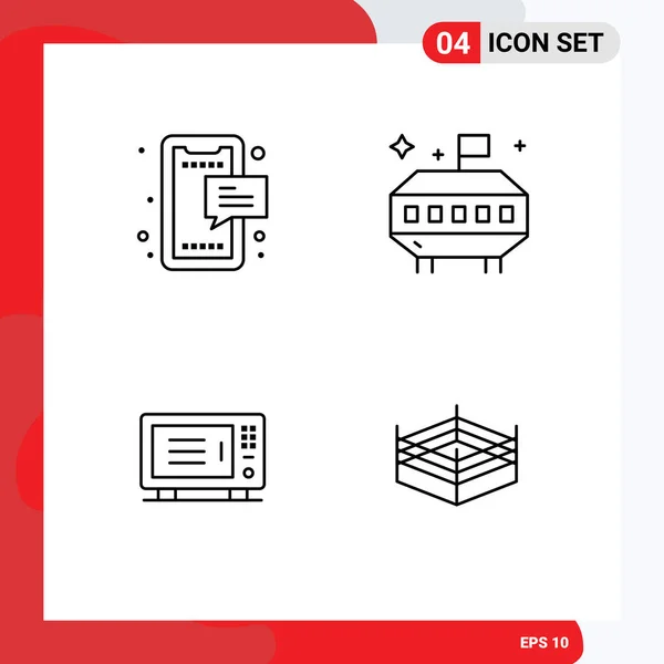 Set Modern Icons Sysymbols Signs Sms Home Mobile Space Oven — Vector de stock