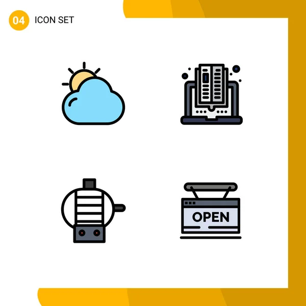 Creative Icons Modern Signs Symbols Cloud Engine Sun Online Shop – stockvektor