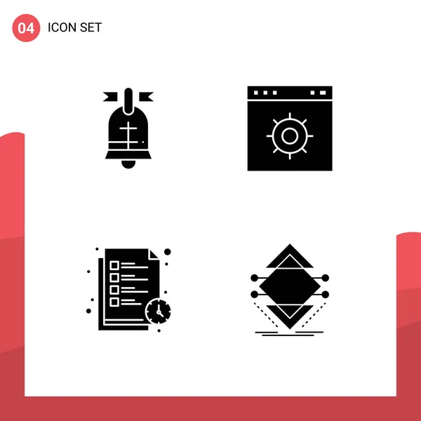 Solid Glyph Pack Universal Symbols Ball Study Time Usa Webpage — Stockvektor