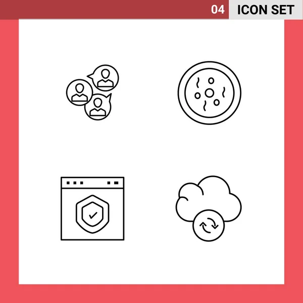 Ensemble Symboles Icônes Interface Utilisateur Modernes Signes Pour Groupe Discussion — Image vectorielle
