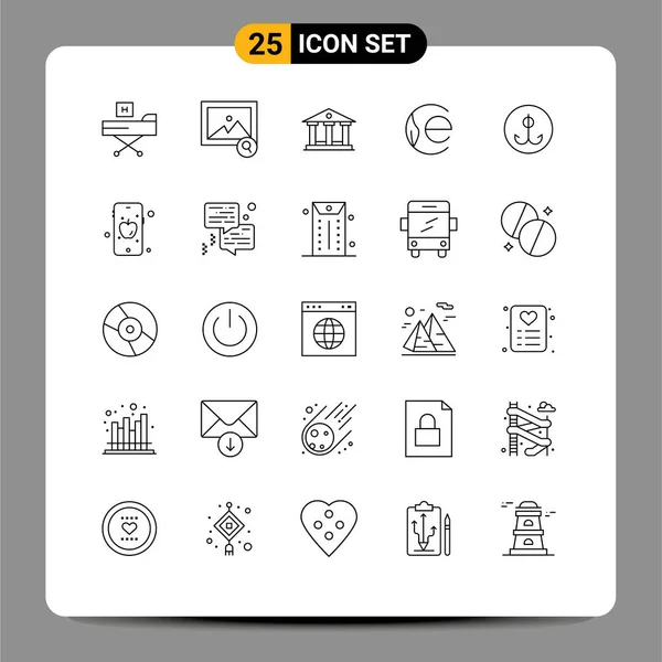 Mobile Interface Line Set Pictograms Hook Decoy Bank Crypto Currency — Vector de stock