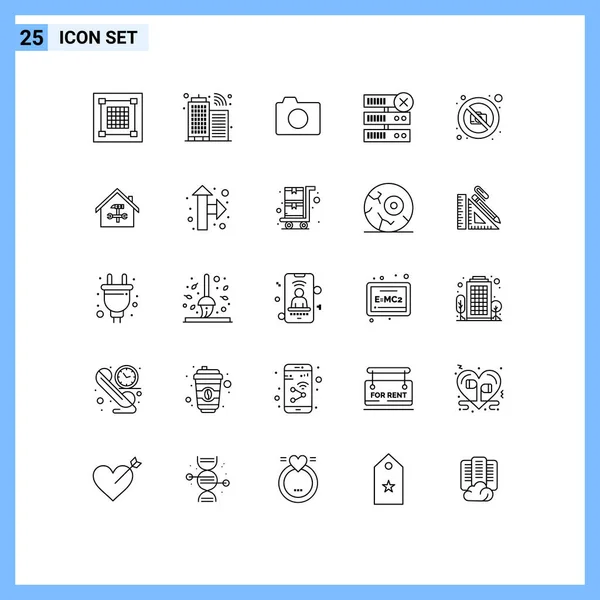 Set Von Modernen Symbolen Symbole Zeichen Für Nein Kamera Server — Stockvektor