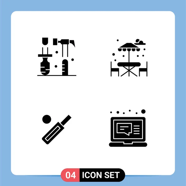 Universal Solid Glyphs Set Web Mobile Applications Construction Bat Tools — Stock Vector