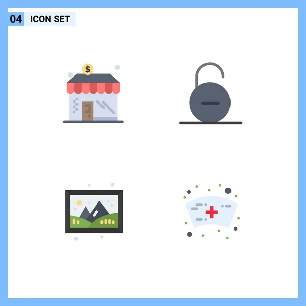 Modern Set Flat Icons Pictograph Business Image Money Safety Hobbies — Vector de stock